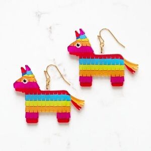 Colorful Pinata Dangle Earrings - Vibrant Multi-Color